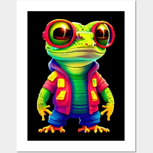 Gamer's Perfect Illustration - Cute Colorful Gekko Posters and Art